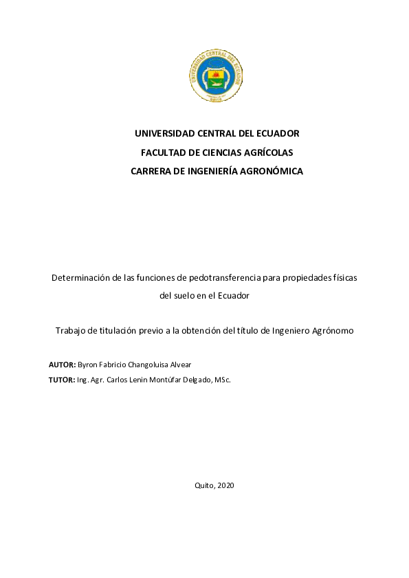 (PDF) DETERMINACIÓN DE LAS FUNCIONES DE PEDOTRANSFERENCIA PARA