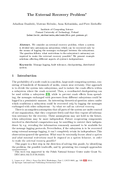 (PDF) The External Recovery Problem