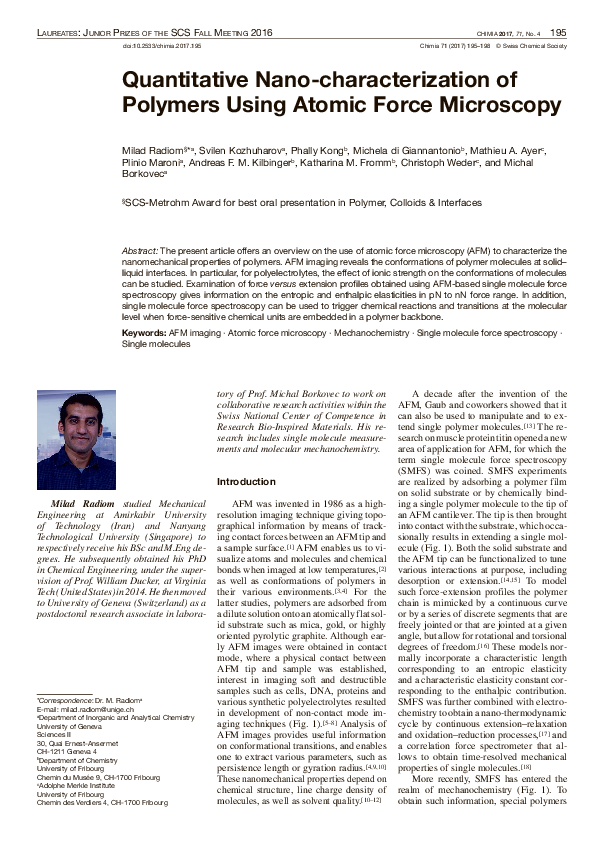 (PDF) Quantitative Nano-characterization of Polymers Using Atomic Force ...