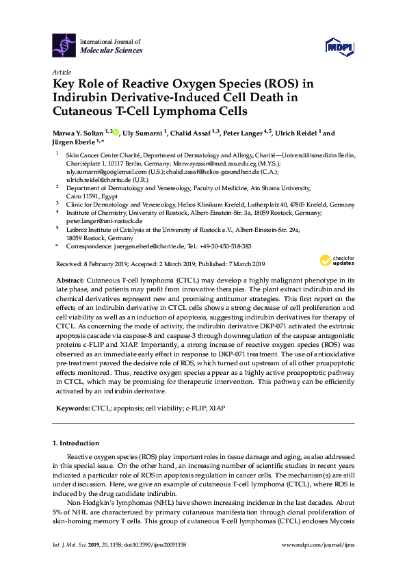 (PDF) Key Role of Reactive Oxygen Species (ROS) in Indirubin Derivative ...