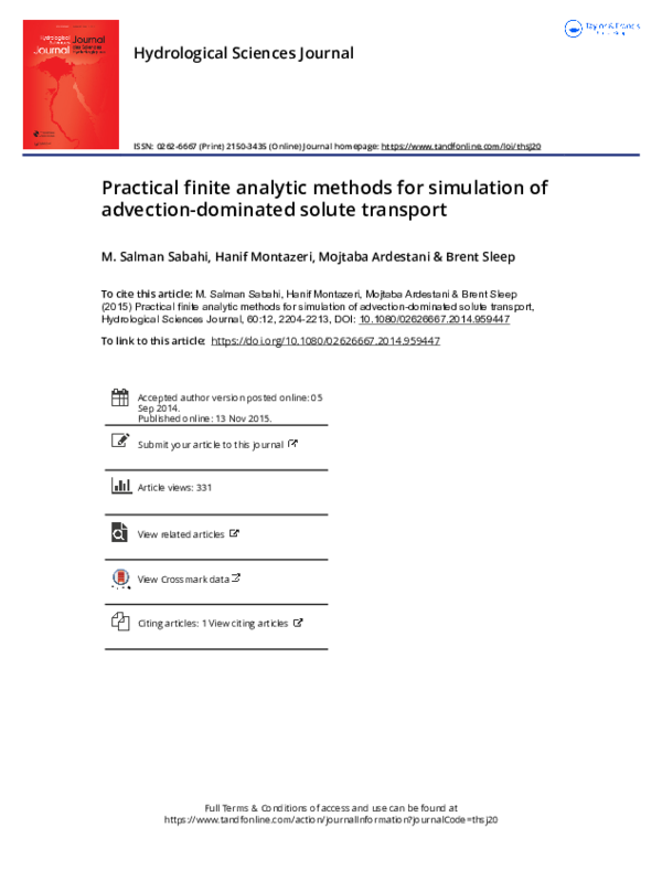 (PDF) Practical finite analytic methods for simulation of advection ...