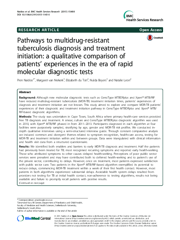 (PDF) Pathways to multidrug-resistant tuberculosis diagnosis and ...