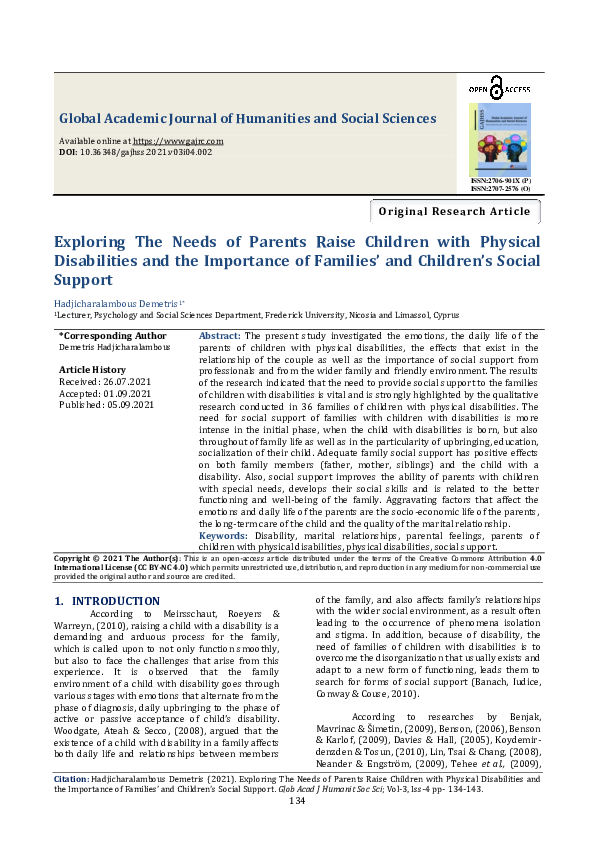 (PDF) Exploring The Needs of Parents Raise Children with Physical ...