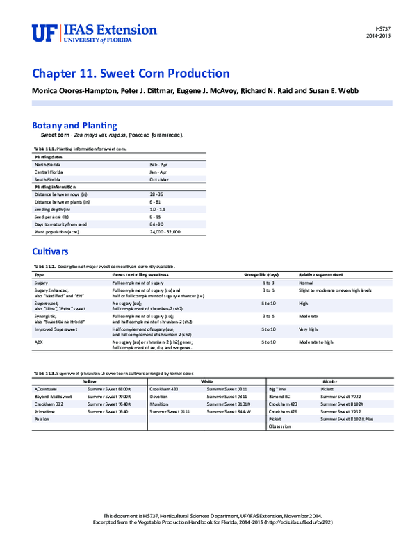 PDF) Chapter 11. Sweet Corn Production | Monica Ozores ...