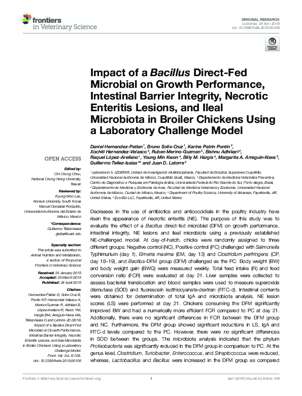 (PDF) Impact of a Bacillus Direct-Fed Microbial on Growth Performance ...