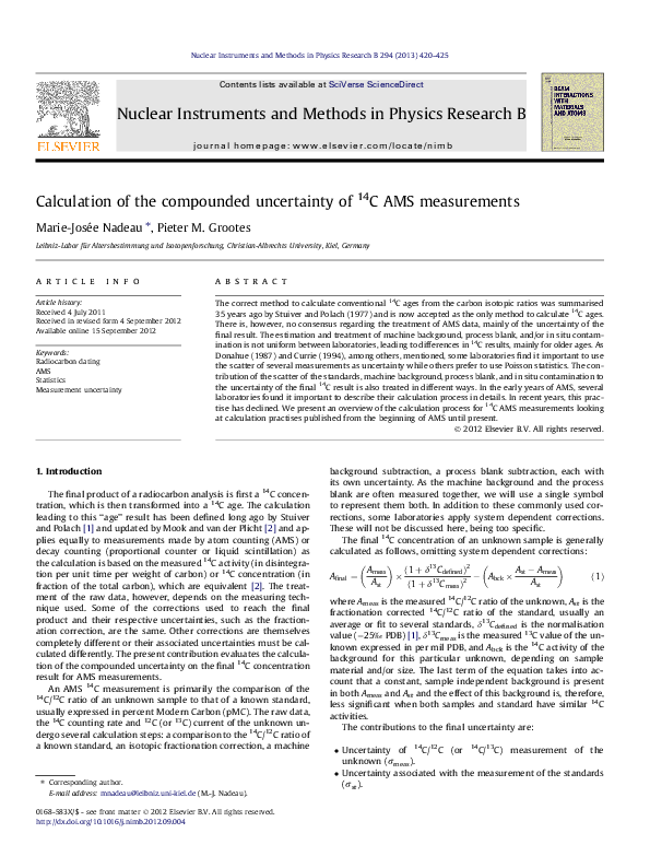 (PDF) Calculation of the compounded uncertainty of 14C AMS measurements