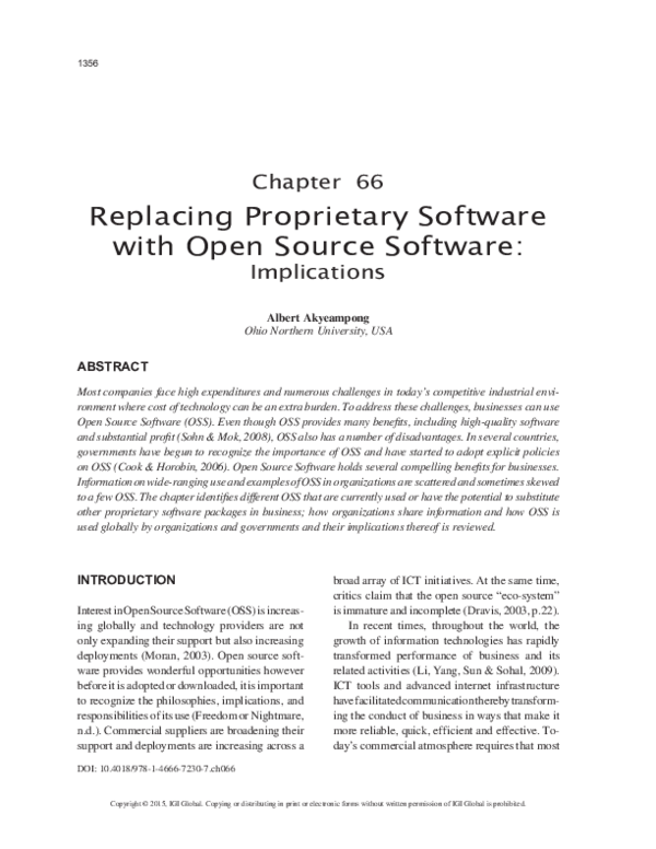 (PDF) Replacing Proprietary Software with Open Source Software