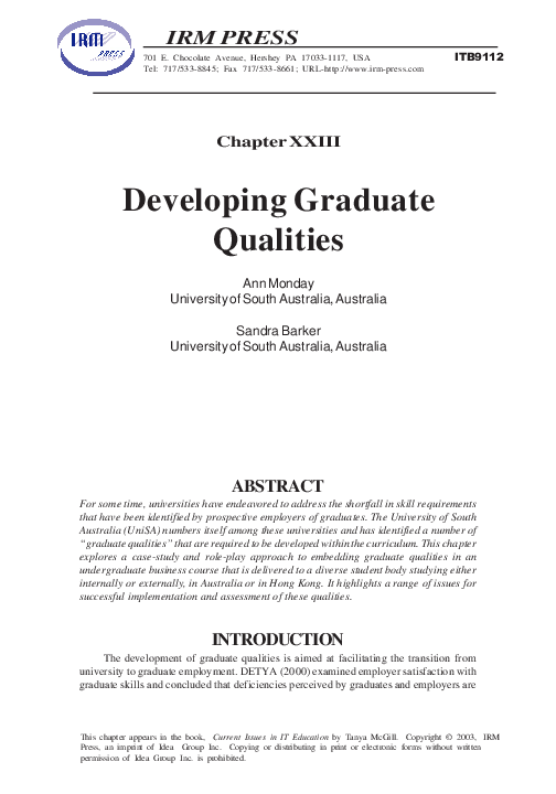 (PDF) Developing Graduate Qualities