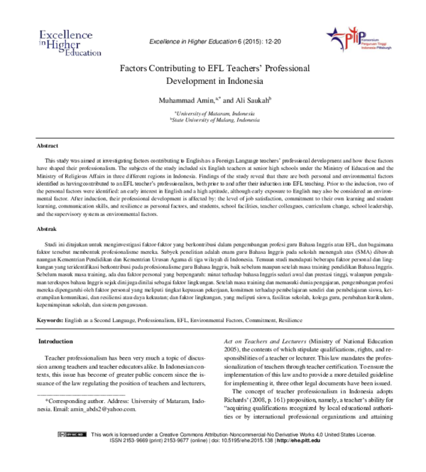 (PDF) Factors Contributing to EFL Teachers' Professional Development in ...