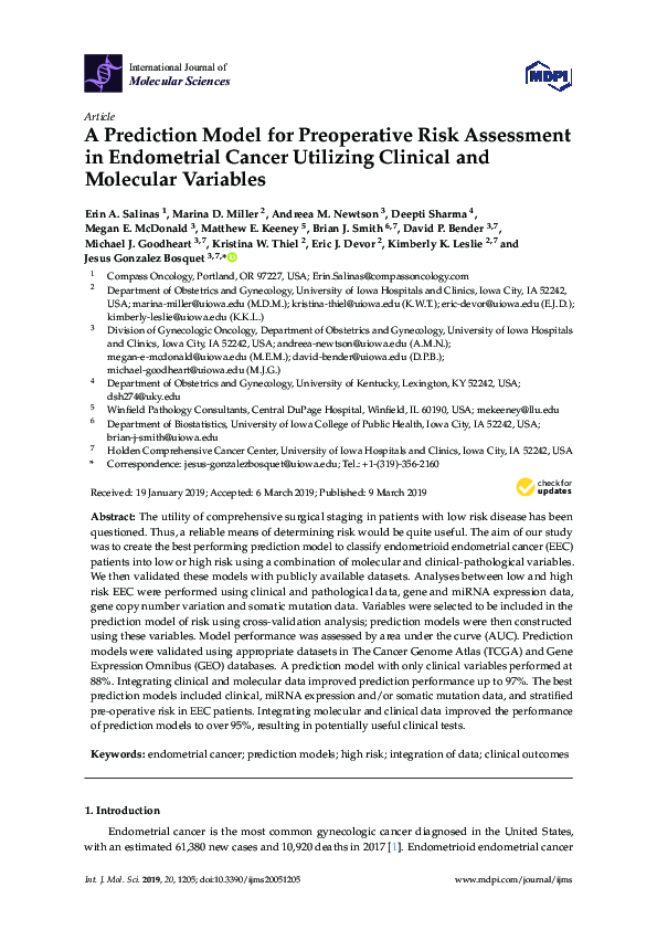 (PDF) A Prediction Model for Preoperative Risk Assessment in ...