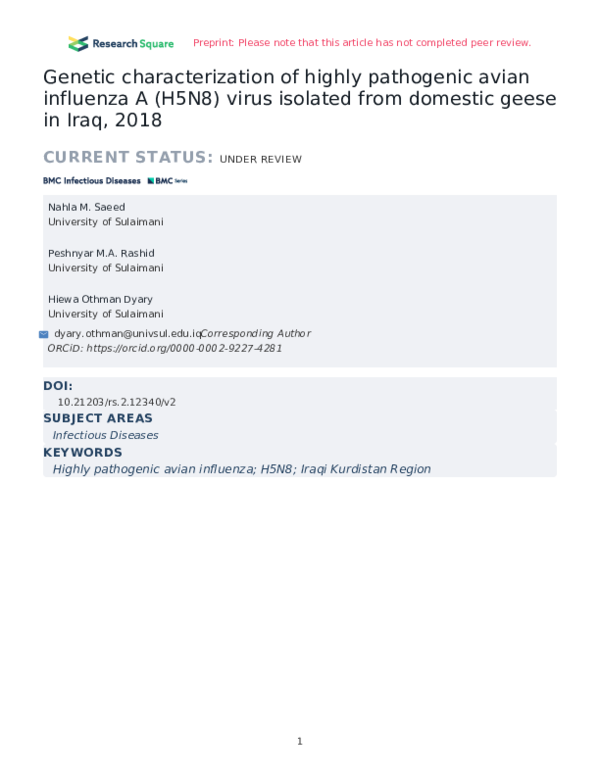 (PDF) Genetic characterization of highly pathogenic H5N1 avian ...