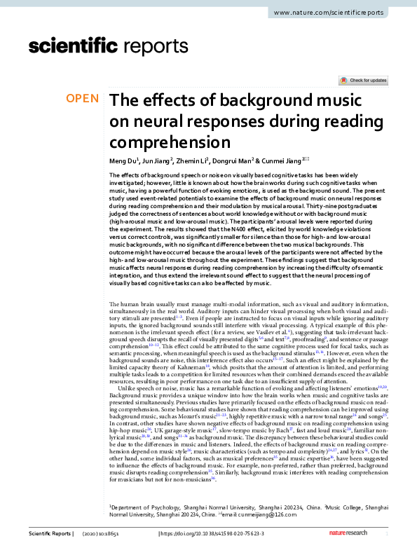 (PDF) The effects of background music on neural responses during ...