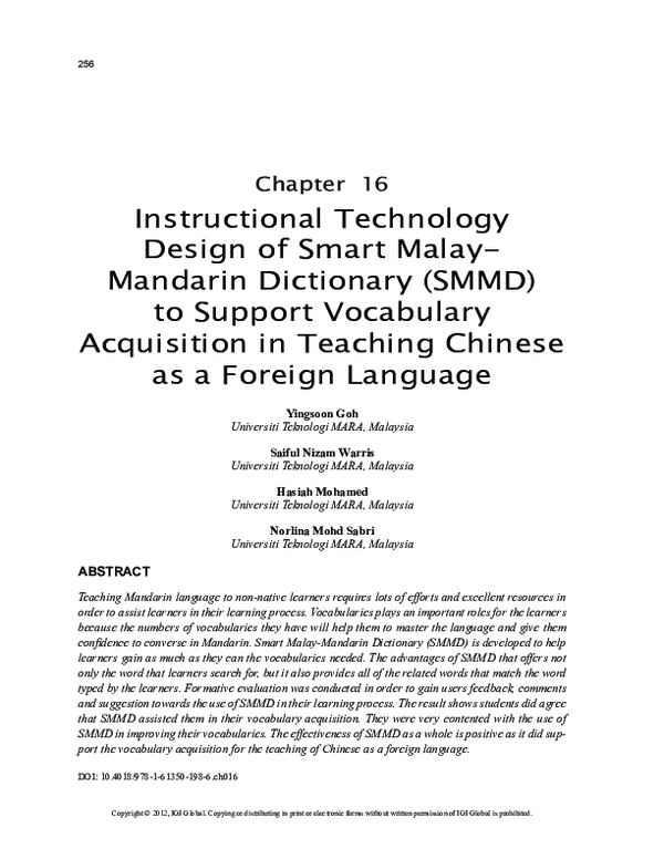 (PDF) Instructional Technology Design of Smart Malay-Mandarin ...