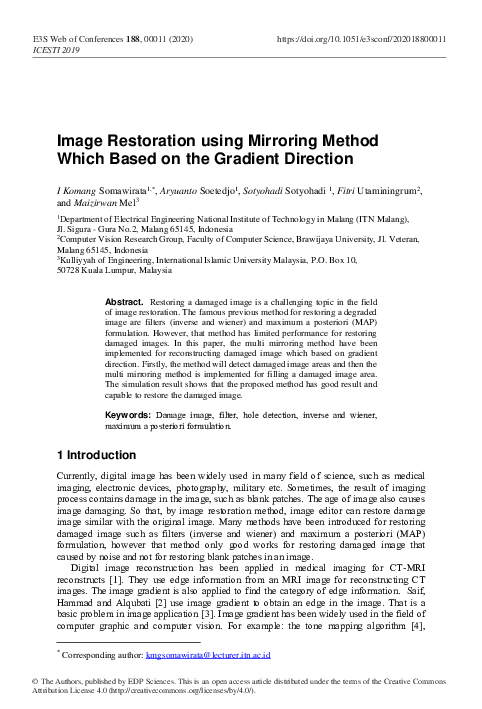 (PDF) Image Restoration using Mirroring Method Which Based on the ...