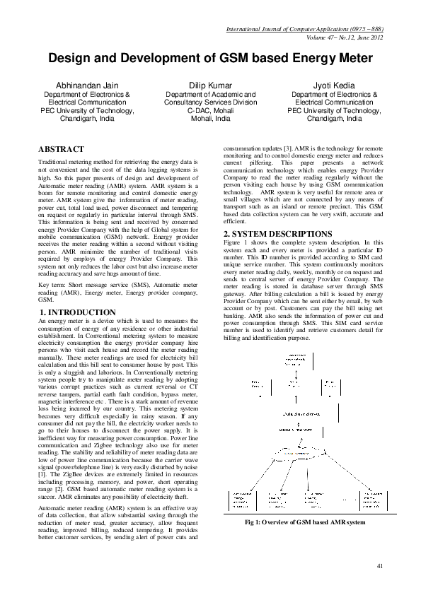 (PDF) Design and Development of GSM based Energy Meter