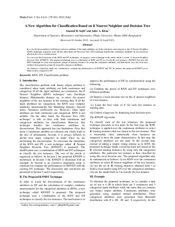 (PDF) A New Algorithm for Classification Based on K Nearest Neighbor ...