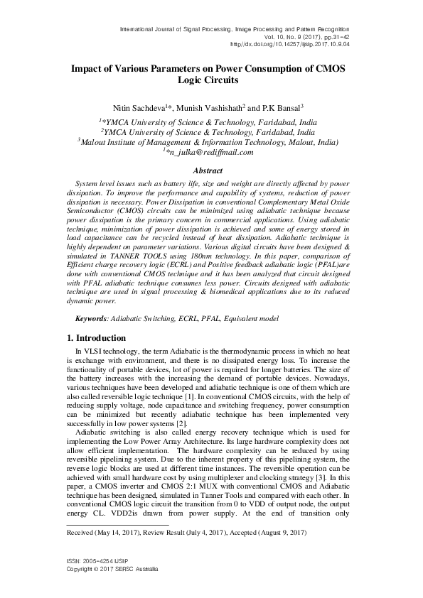 (PDF) Impact of Various Parameters on Power Consumption of CMOS Logic ...