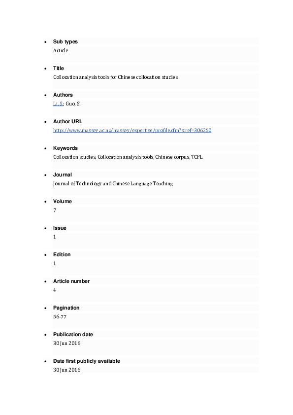 (PDF) Collocation analysis tools for Chinese collocation studies