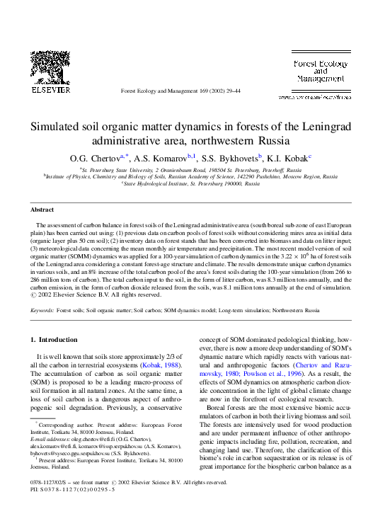 (PDF) Simulated soil organic matter dynamics in forests of the ...