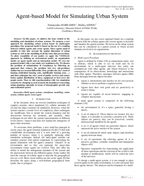 (PDF) Agent-based Model for Simulating Urban System