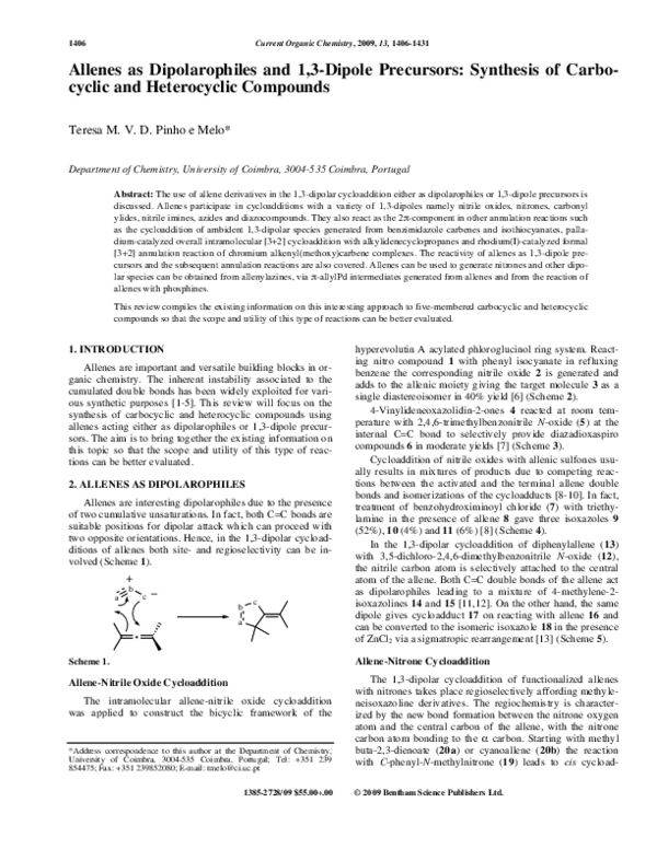 PDF) Allenes as Dipolarophiles and 1,3-Dipole Precursors