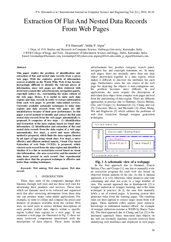 (PDF) Extraction of Flat and Nested Data Records from Web Pages ...