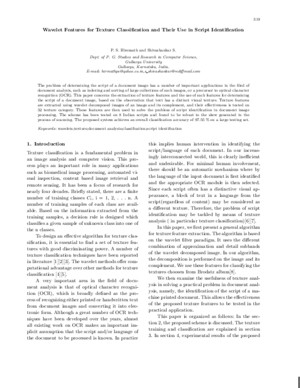 (PDF) Wavelet Features for Texture Classification and Their Use in ...