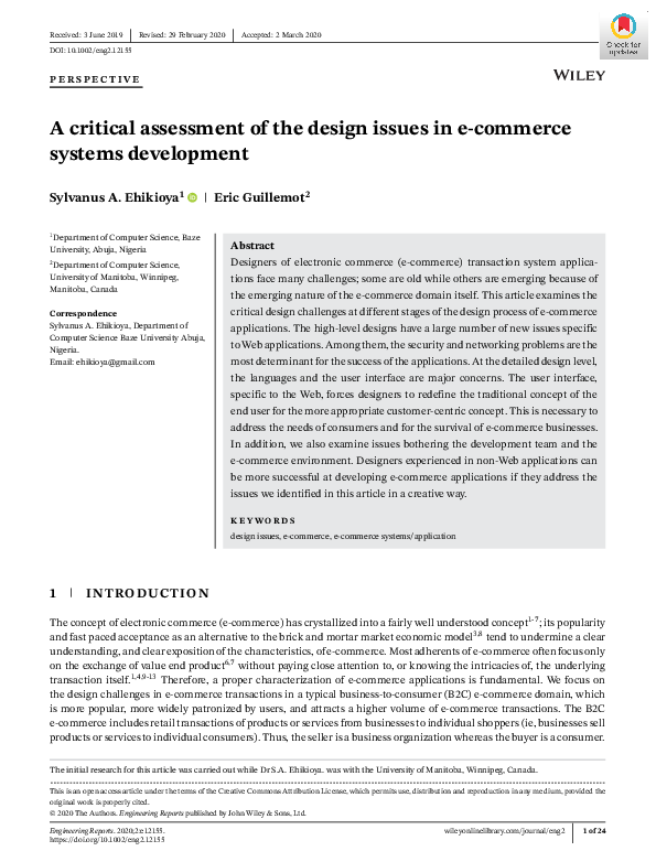 (PDF) A critical assessment of the design issues in e-commerce systems ...