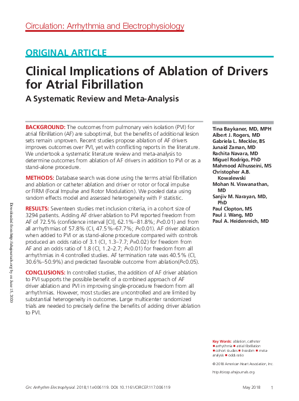 (PDF) Clinical Implications of Ablation of Drivers for Atrial ...