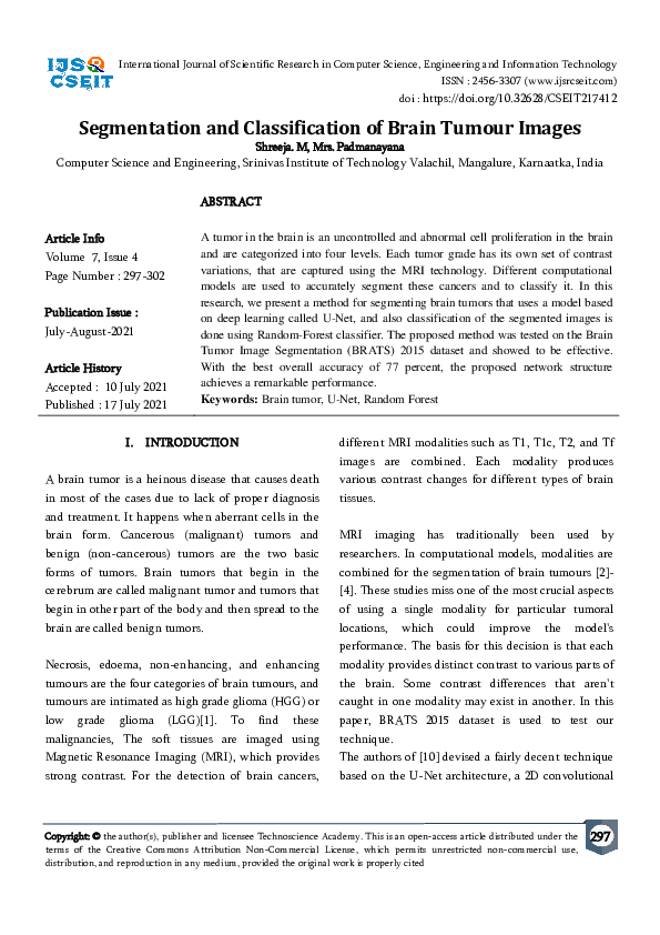 (PDF) Segmentation and Classification of Brain Tumour Images