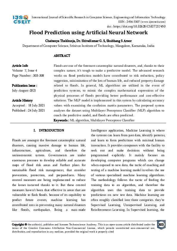 (PDF) Flood Prediction using Artificial Neural Network