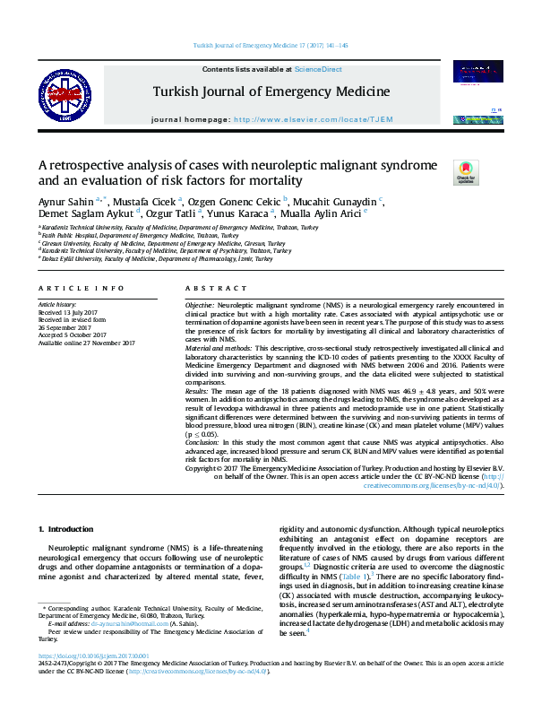 (PDF) Neuroleptic Malignant Syndrome: Risk Factors