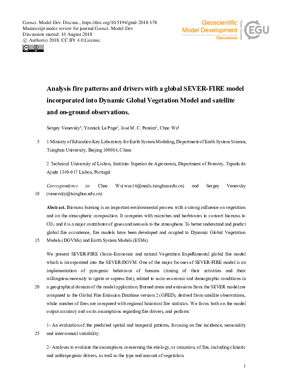 (PDF) Analysis fire patterns and drivers with a global SEVER-FIRE model ...