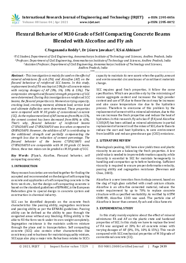 (PDF) IRJET- Flexural Behavior of M30 Grade of Self Compacting Concrete ...