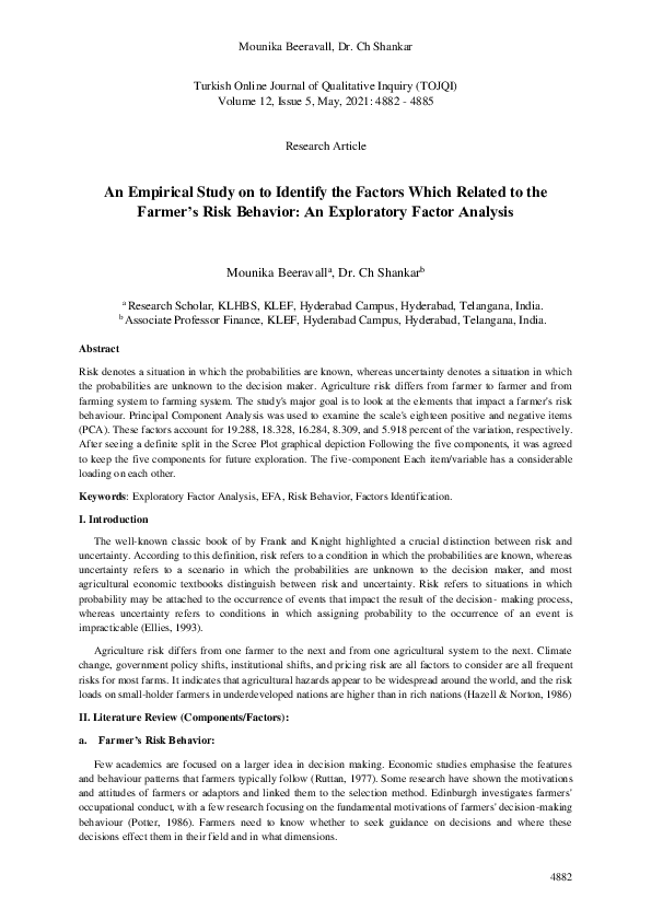 (PDF) An Empirical Study on to Identify the Factors Which Related to ...