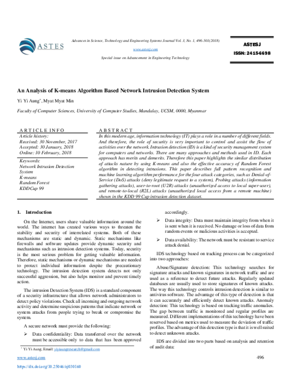 (PDF) An Analysis of K-means Algorithm Based Network Intrusion ...