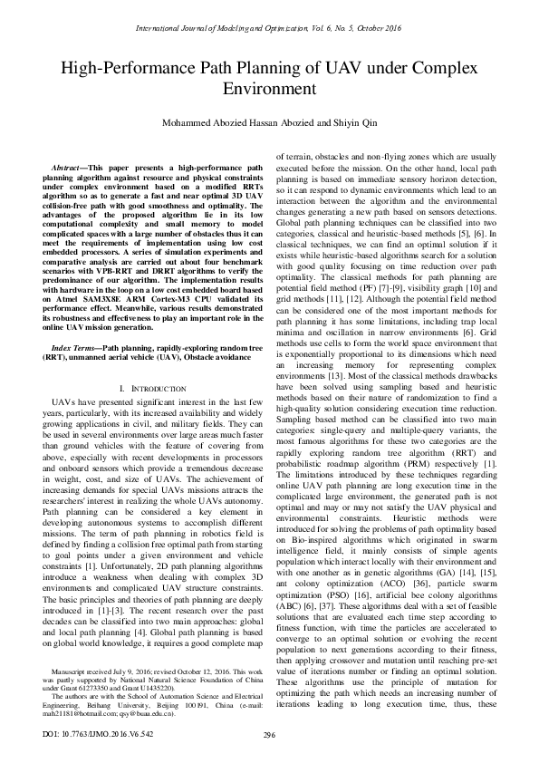 (PDF) High-Performance Path Planning of UAV under Complex Environment