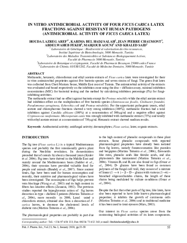 (PDF) In vitro antimicrobial activity of four Ficus carica latex ...
