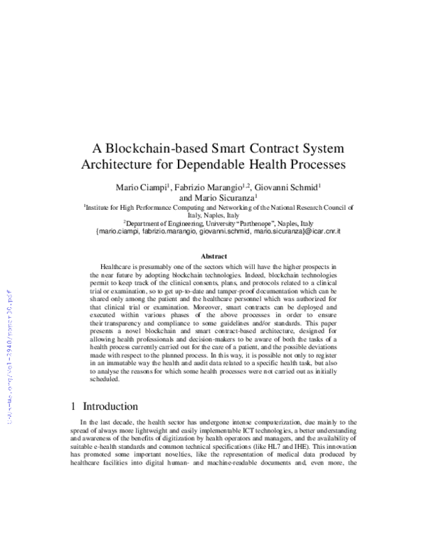 (PDF) A blockchain-based smart contract system architecture for ...