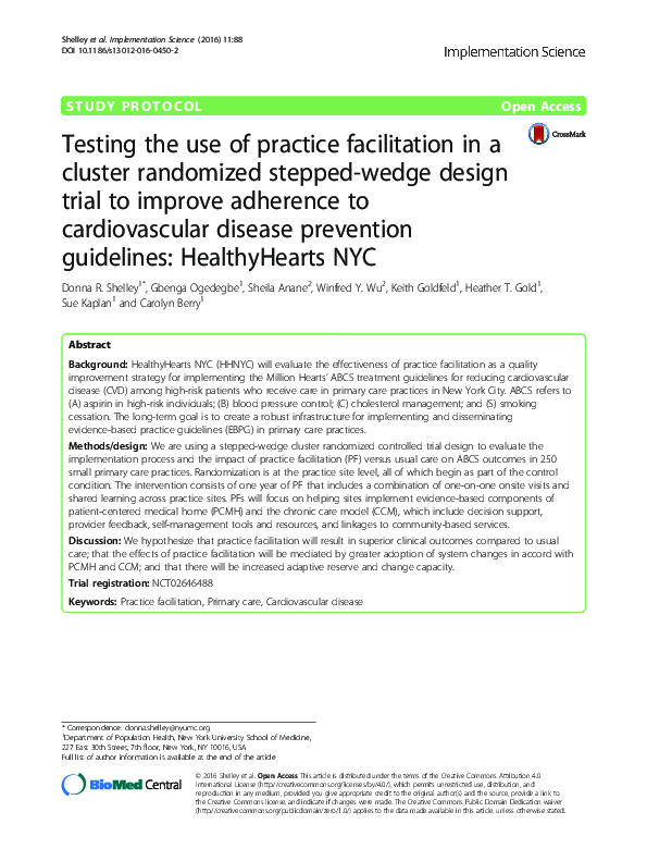 (PDF) Testing the use of practice facilitation in a cluster randomized ...