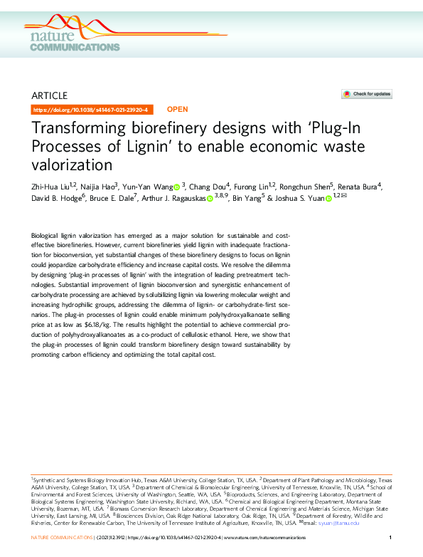 (PDF) Transforming biorefinery designs with 'Plug-In Processes of ...