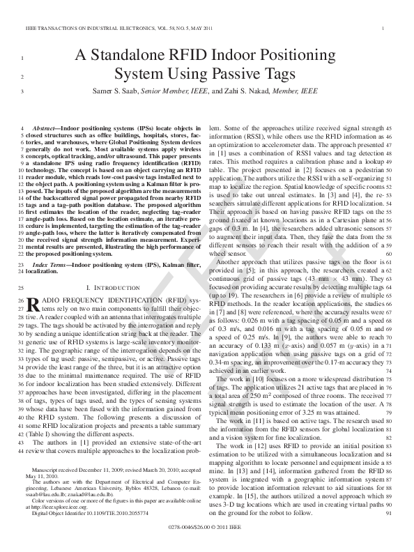 (PDF) A standalone RFID indoor positioning system using passive tags