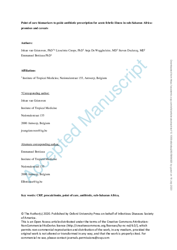 (PDF) Point of care biomarkers to guide antibiotic prescription for ...