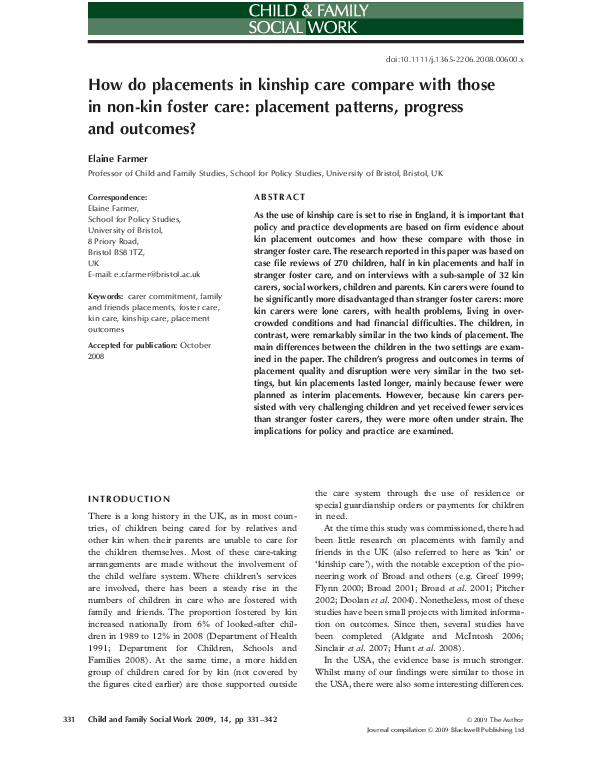 (PDF) How do placements in kinship care compare with those in non-kin ...