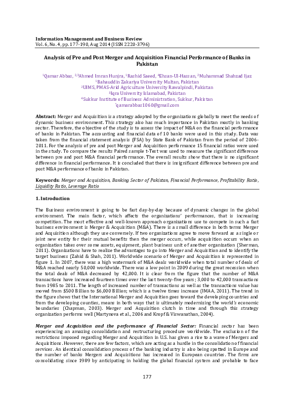 (PDF) Analysis of Pre and Post Merger and Acquisition Financial ...