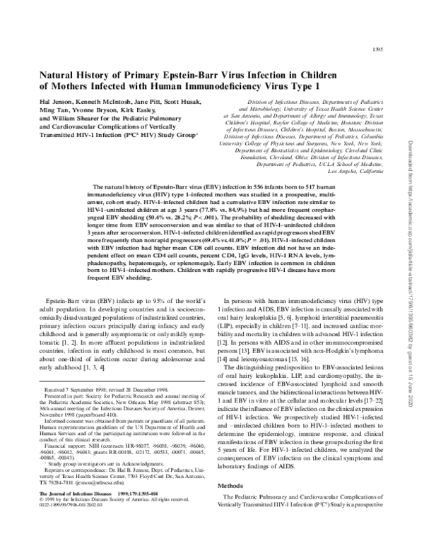 (PDF) Natural History of Primary Epstein‐Barr Virus Infection in ...