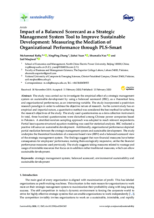 (PDF) Impact of a Balanced Scorecard as a Strategic Management System ...