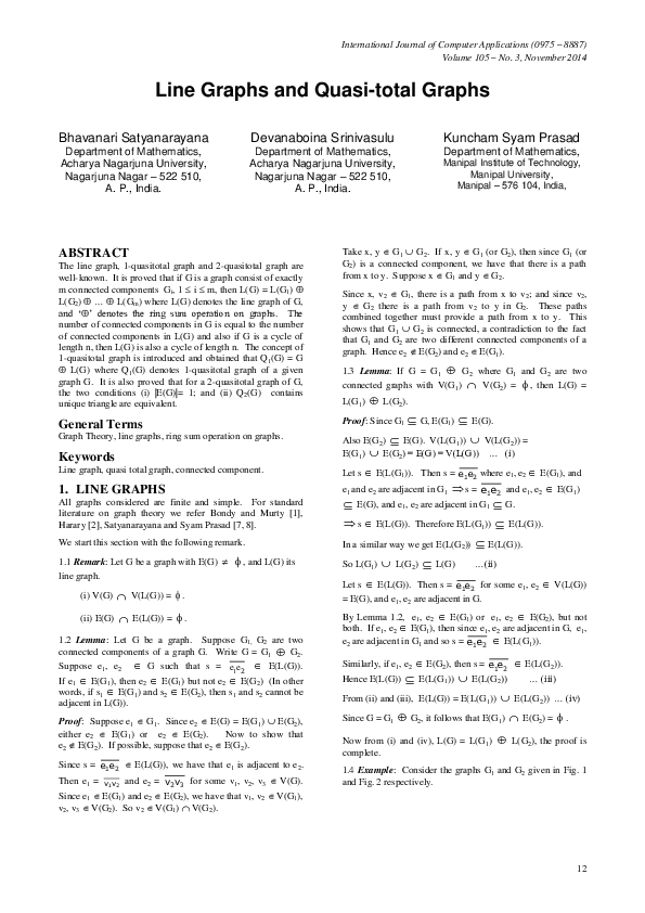 PDF) Line Graphs and Quasi-Total Graphs