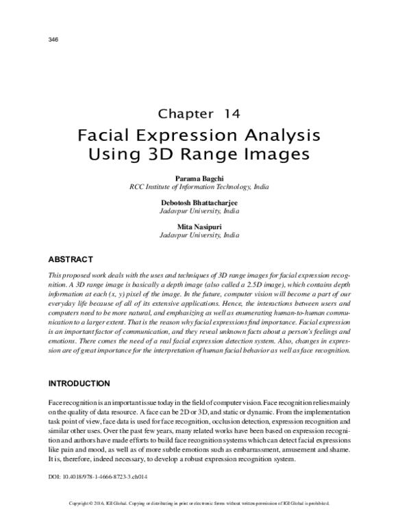 (PDF) Facial Expression Analysis Using 3D Range Images