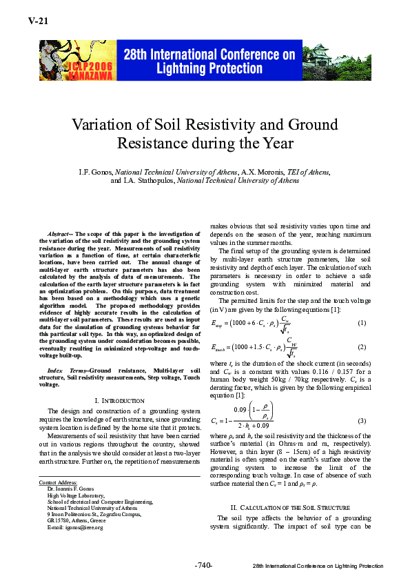 (PDF) Variation of soil resistivity and ground resistance during the year